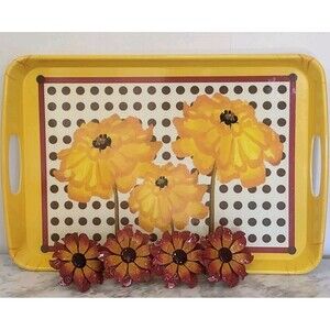 Kitchen Serving Tray Decor Sunflower By Soraya & Napkin Rings Country Farmhouse